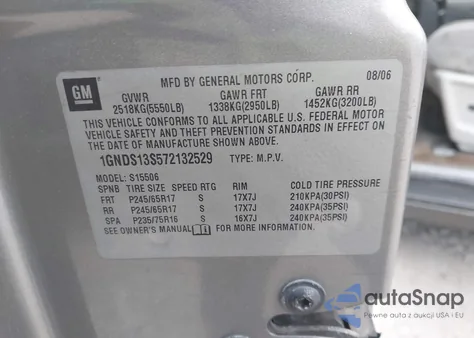 2007 Chevrolet Trailblazer Ls from USA, damaged, VIN 1GNDS13S572132529